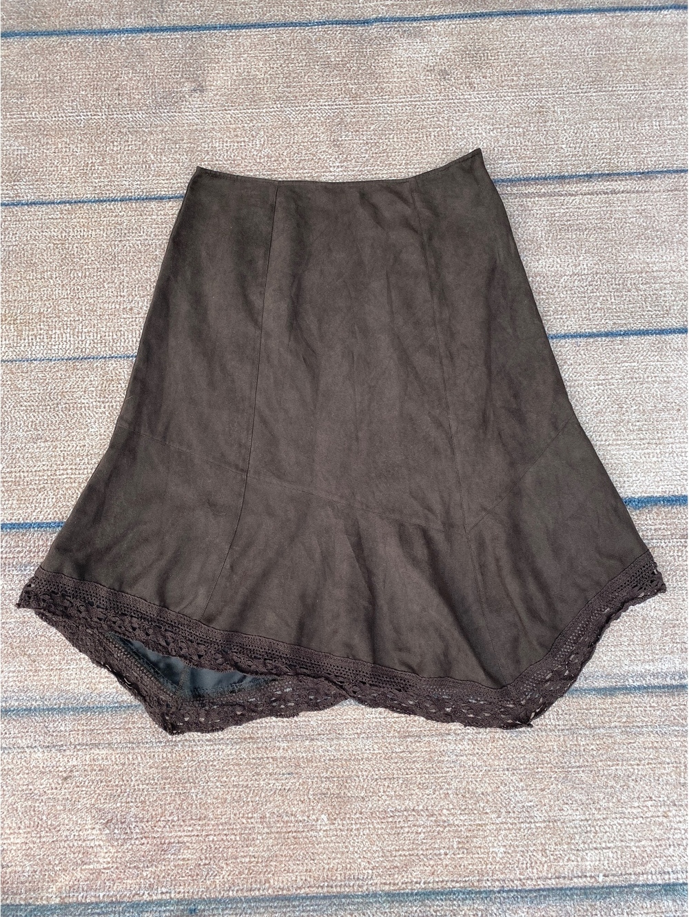 Espresso brown asymmetrical lace trim skirt RQT size 12 western indie sleaze Y2K